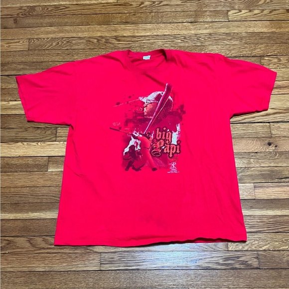 2007 David Ortiz Big Papi Graphic Logo T-Shirt Mens Size 2XL Red Boston Red Sox - Picture 1 of 6